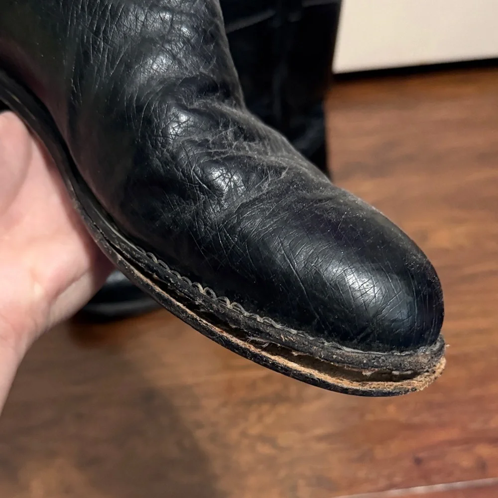 Vintage‎ Larry Mahan Black Leather Cowboy Western Boots 9.5D